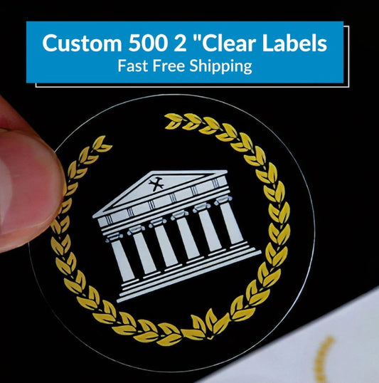 500pcs Personalized Clear Stickers Waterproof labels, 2" Custom Transparent Labels, Waterproof Round Labels, Business/Wedding Round Sticker
