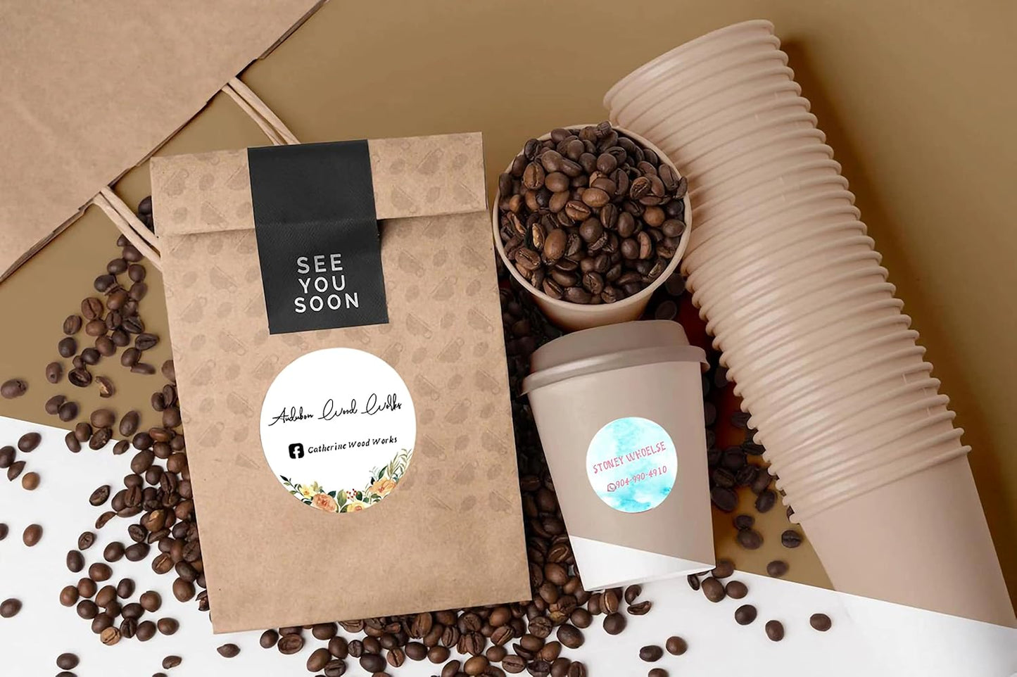 500 Labels Custom 2" Vinyl Waterproof Labels, PVC Round Logo Stickers, Business/Wedding Stickers, Printed Label, High Resolution and Quality