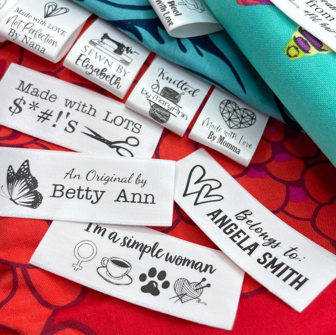 Custom 30-200pcs Handmade Sewing Labels,Personalized Ribbon Fabric Tags,Sewing Accessories Label for Clothes Hat Scarf Glove