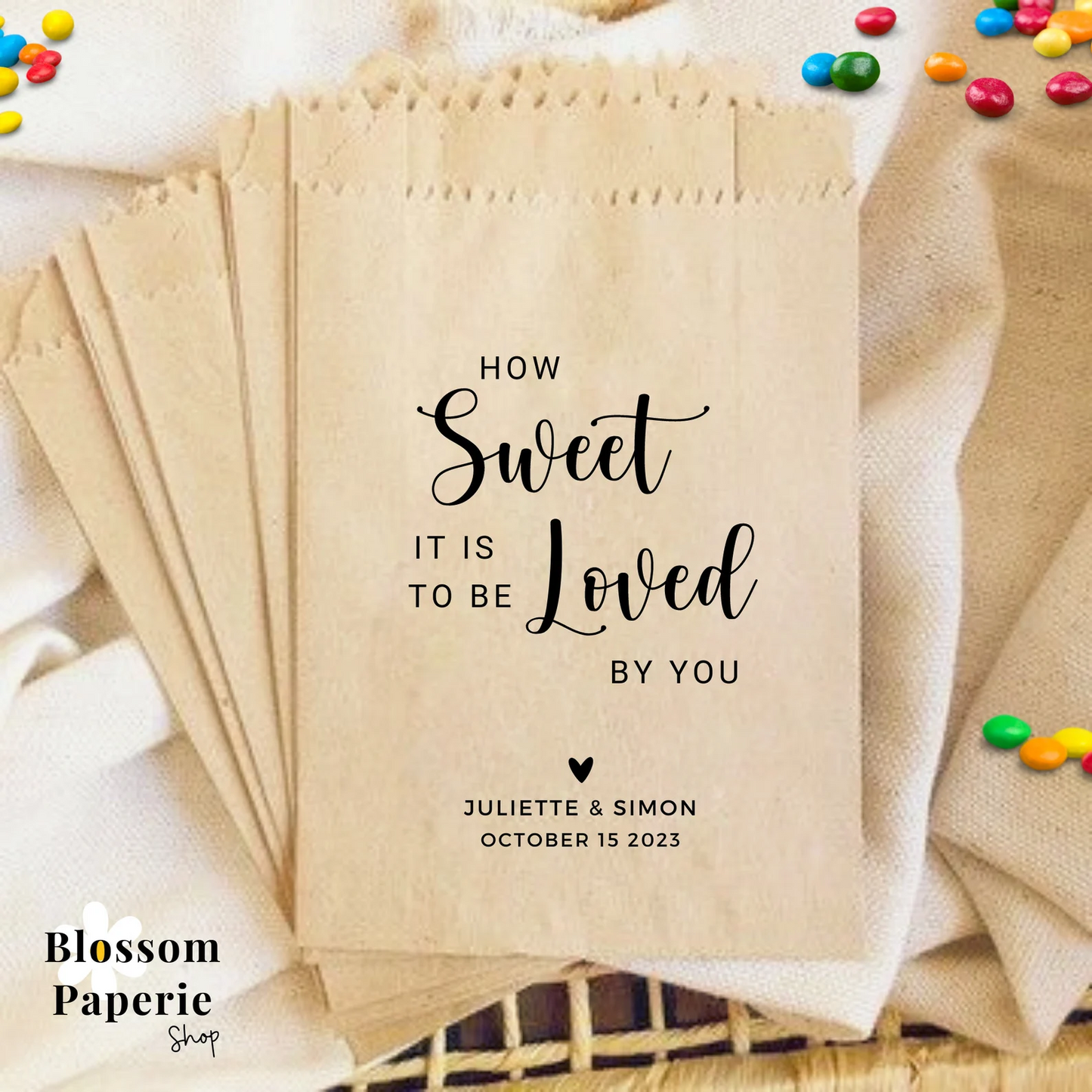 50-200PCS Personalized Kraft Wedding Favor Bags, Wedding/Party/Engagement/Anniversary Lined Paper Bags, Handmade with Love,Donut Bags/Cookie Bags