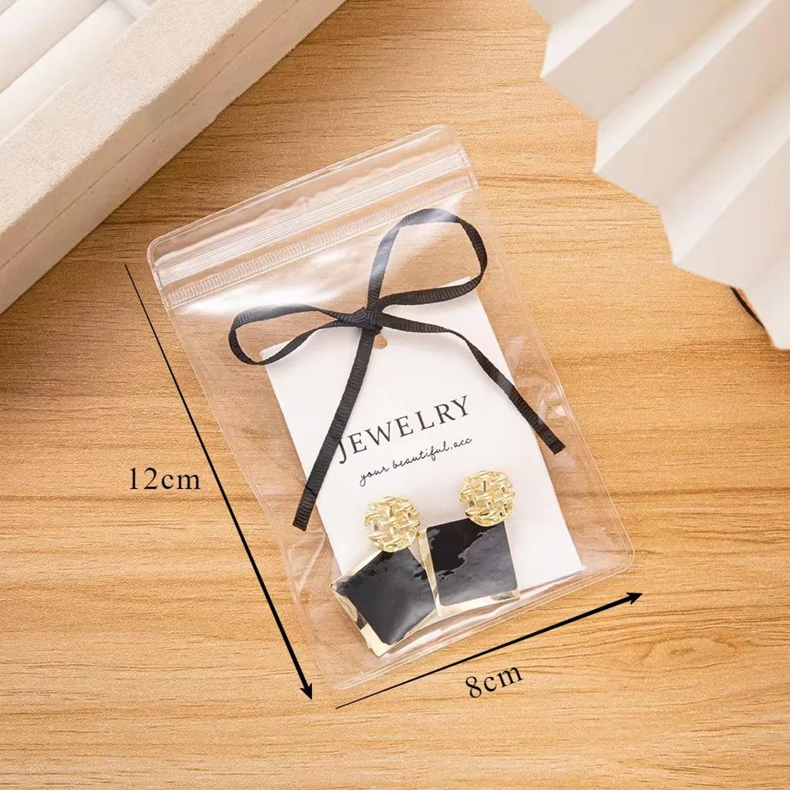 Custom Transparent Jewelry Pouch with Logo, Personalized Packaging Bags for Necklace Bracelet Ring, Ziplock Bag