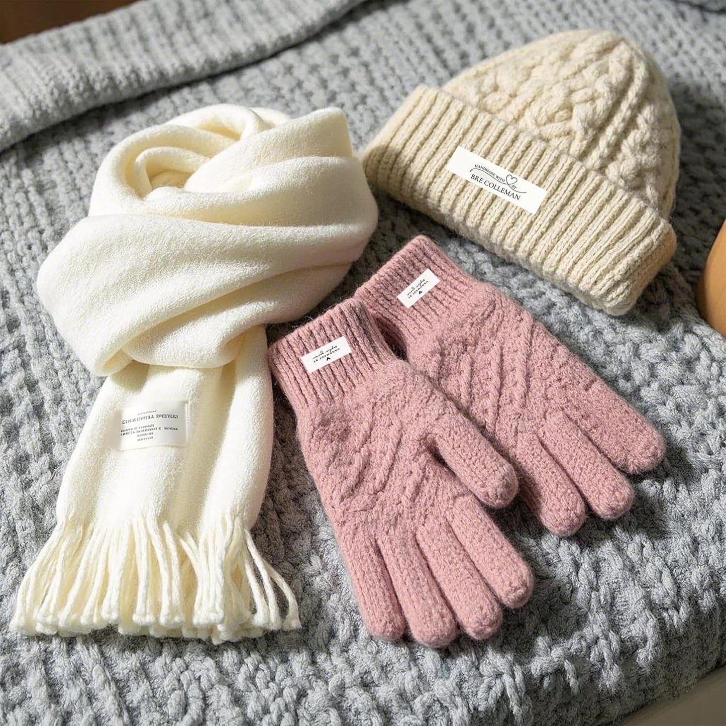 Custom 30-200pcs Handmade Sewing Labels,Personalized Ribbon Fabric Tags,Sewing Accessories Label for Clothes Hat Scarf Glove