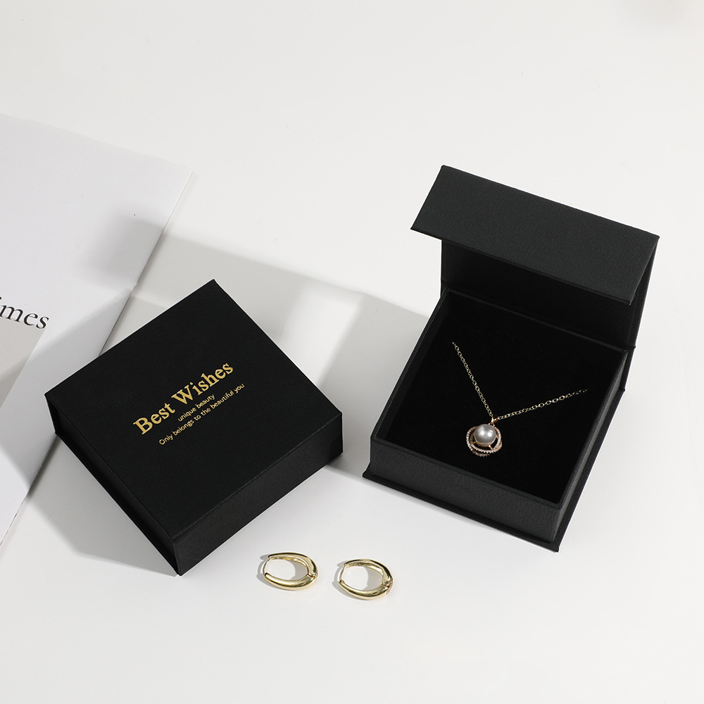 50 White Custom Logo Jewelry Box with Flip Open, Personalized Magnetic Flip Jewelry Paper Box