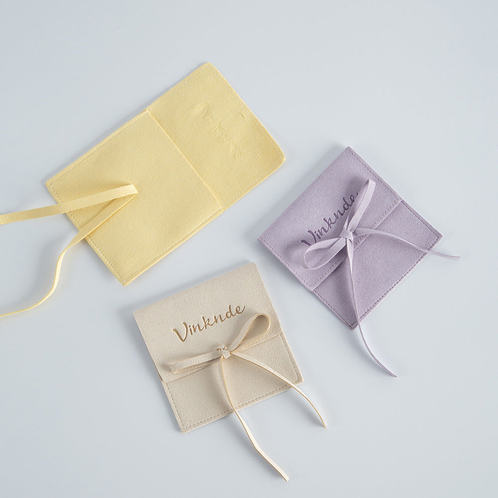 50 PCS Custom Logo Jewelry Bag, Personalized Microfiber Envelope Bags with Rope, Multi-color Necklace Packing Pouch for Bracelet Badge Gift
