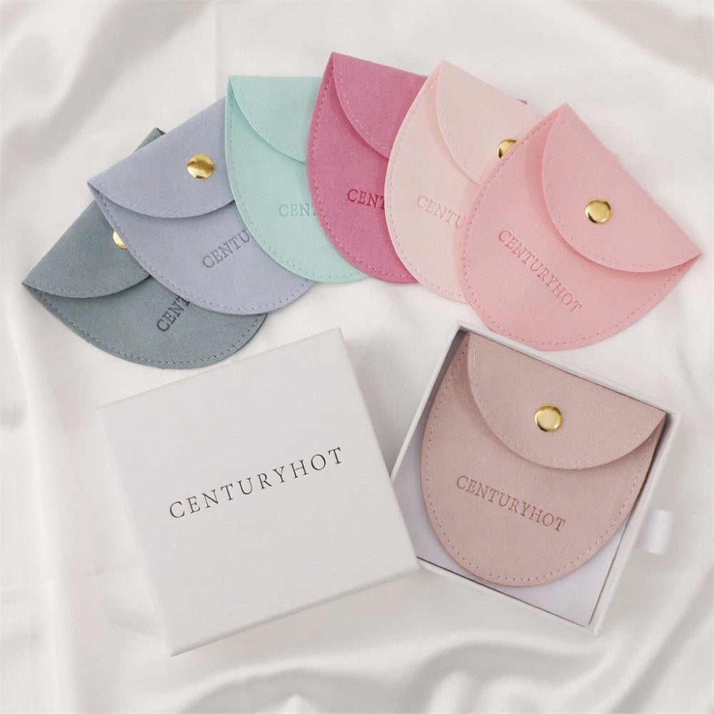 50 PCS Personalized Jewelry Packaging Pouch with Gold Button, Logo Custom Microfiber Jewellery Bags, Multi-color Beautiful Gift Package Bag