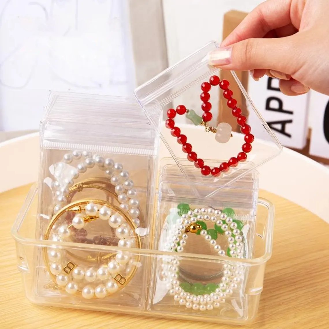 Custom Transparent Jewelry Pouch with Logo, Personalized Packaging Bags for Necklace Bracelet Ring, Ziplock Bag