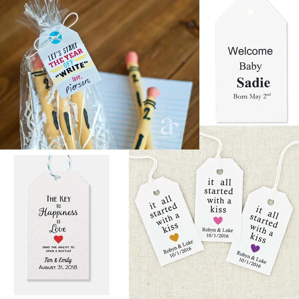 1.49x2.28inch Premium Custom Double-Sided Print Hang Tags With Ribbon Attached, Sturdy Personalized ClothIng Swing Tag- Top Fashion Labels