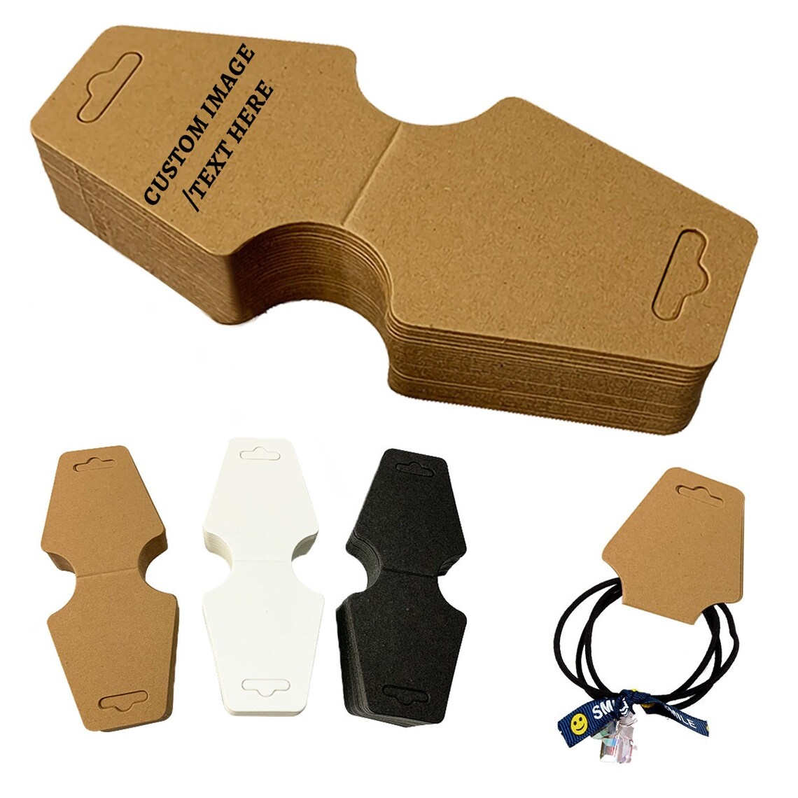 100-200pcs Custom Design Fold Necklace Tags, Personalized Jewelry Display Paper Cards, Necklace Holder Card Scrunchies Headbands Display Labels