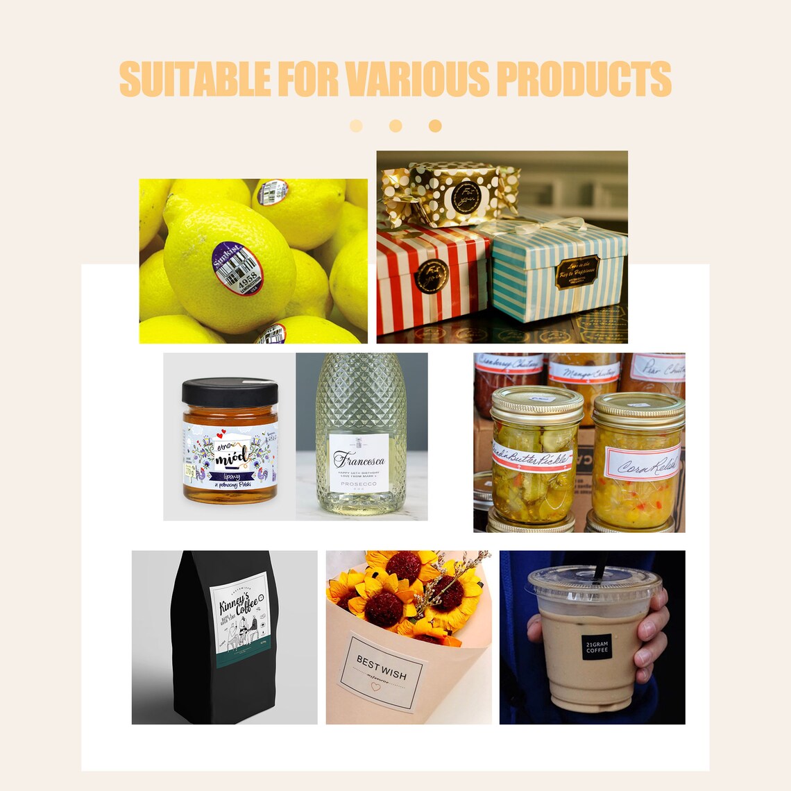 Customized Sticker Labels, Round-Translucent -Vinyl Personalized Stickers, Text-Logo-Advert-Party, Office,Wedding Paper Custom Designs