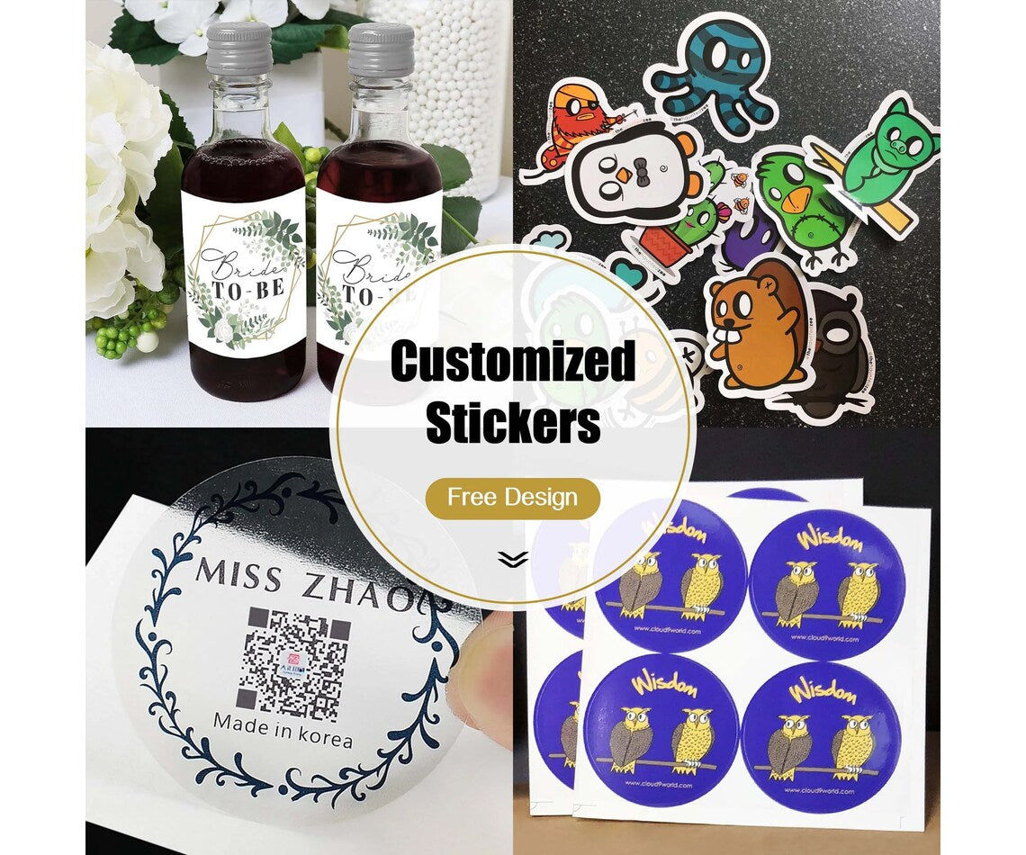 Customized Sticker Labels, Round-Translucent -Vinyl Personalized Stickers, Text-Logo-Advert-Party, Office,Wedding Paper Custom Designs