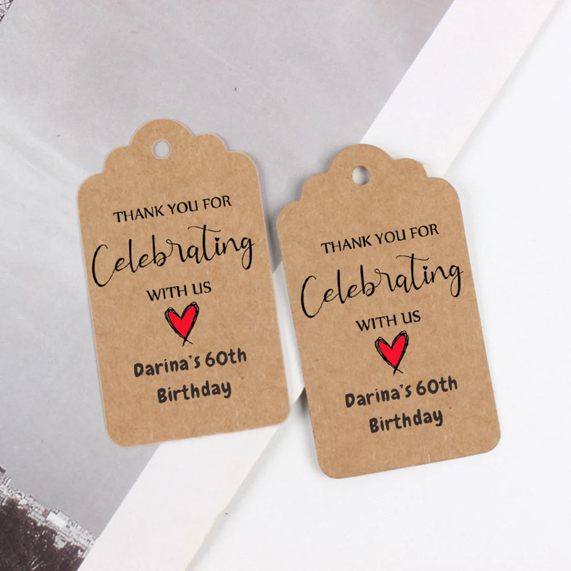 1.7*2.79''Two sides Customized Hang Tag with Jute,Personalized Logo Text Price Tag Kraft Paper Gift Tag for Jewelry Crafts Wedding Birthdays