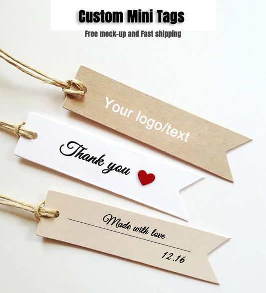 100-300pcsPersonalized White/Kraft Mini Irregular Hang Tags, Handmade with Love/Thank you Tags, Favor Tags for Wedding/Gift/Business, Fast shipping