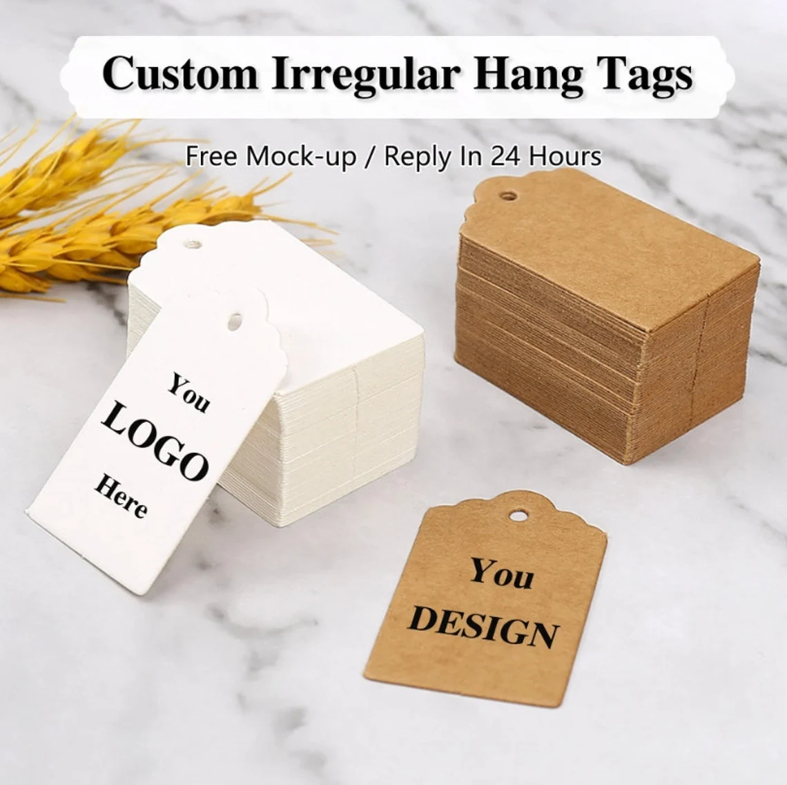 Custom Irregular Hang Tags, Handmade with Love Tags(Thickness 300 GSM), Personalized Party/Wedding Tags with Logo, Thank You Tag, Price Tags