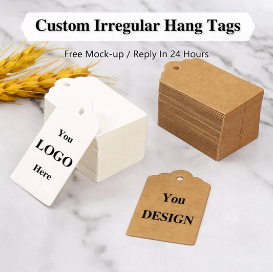Custom Irregular Hang Tags, Handmade with Love Tags(Thickness 300 GSM), Personalized Party/Wedding Tags with Logo, Thank You Tag, Price Tags