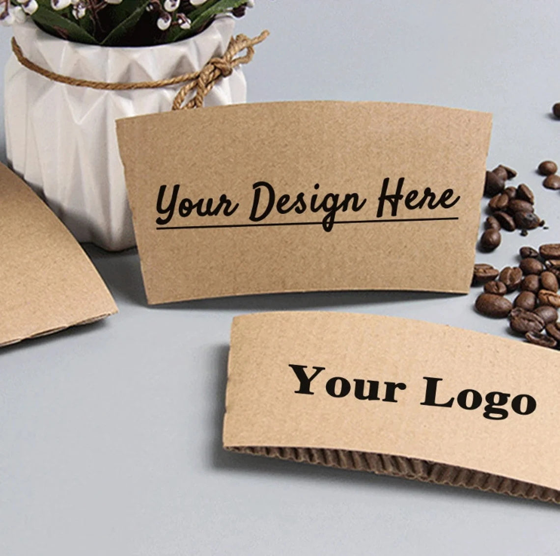 Personalized Kraft Coffee Sleeves, Custom Disposable cup sleeves with your logo/text, Wrap Gift For Coffee lover/Baby shower/Wedding /Party