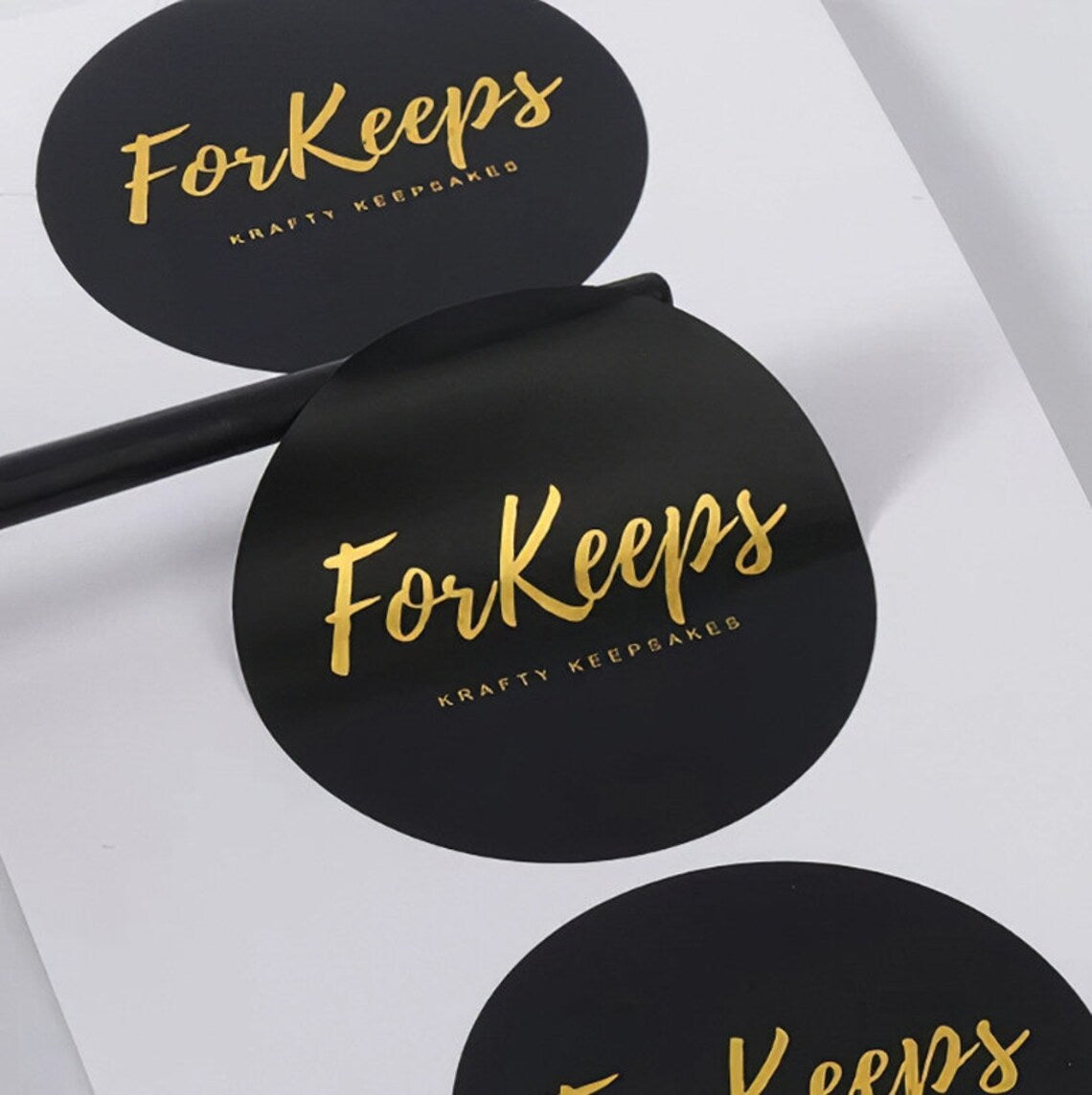 Custom Gold Metallic Stickers, Black Background Gold Foil Vinyl Sticker, Your Logo and Design Label, Product /Bussiness/ Wedding/ Gift Label