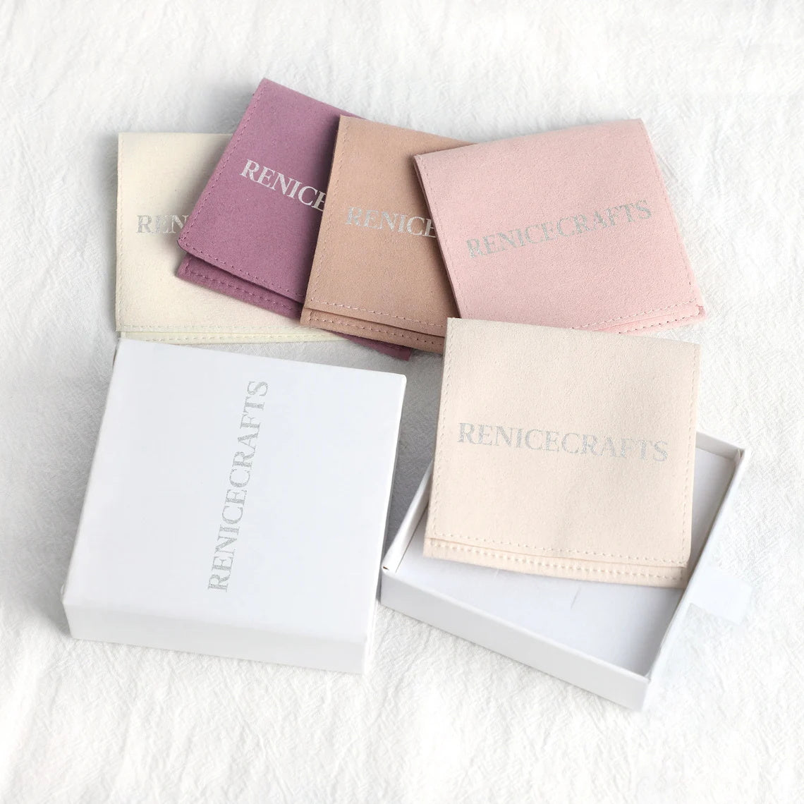 50 PCS Personalized Logo Jewelry Bag, Multi-color Microfiber Necklace Bracelet Packaging Bags, Custom LOGO Debossing Printing Pouch Bag