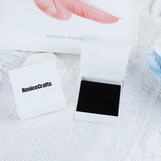 50 White Custom Logo Jewelry Box with Flip Open, Personalized Magnetic Flip Jewelry Paper Box