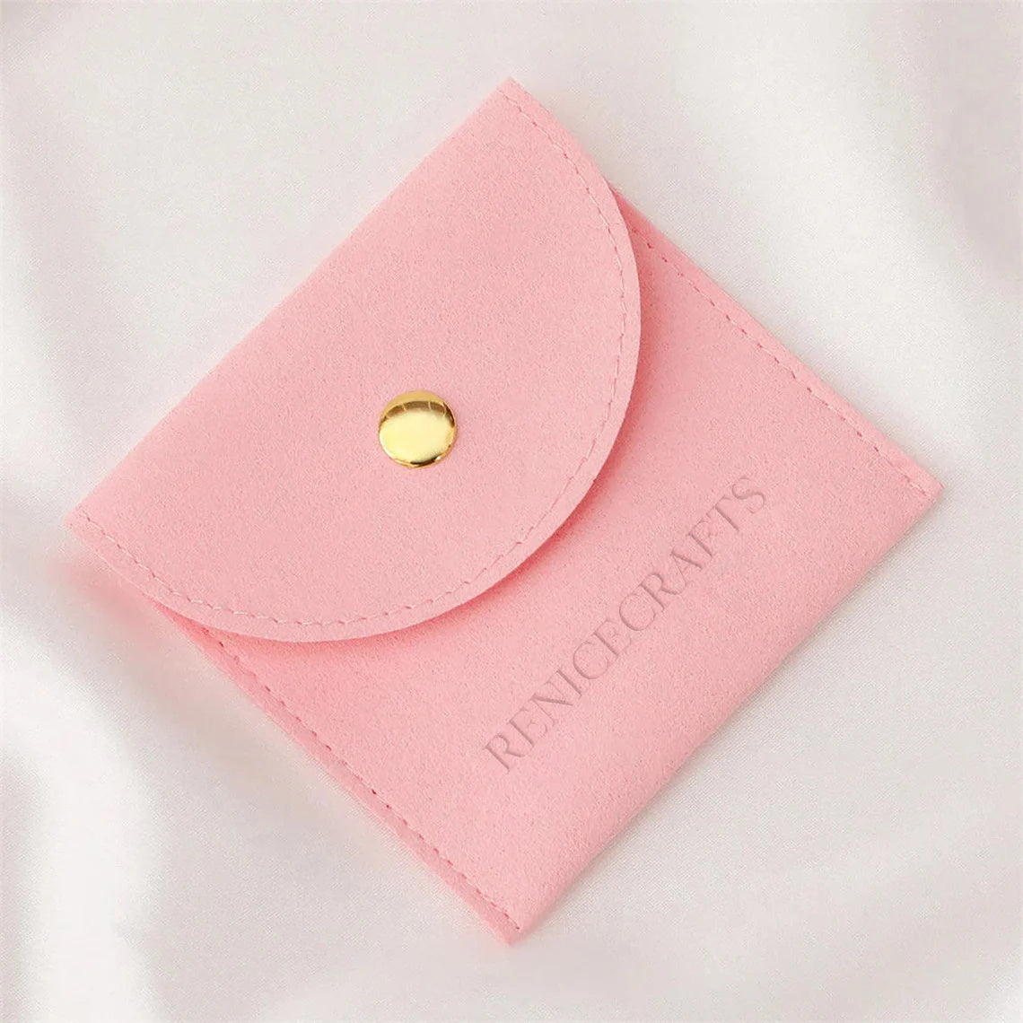 50 PCS Custom Logo Jewelry Bag with Gold Button, Personalized Microfiber Pouch, Multi-color Jewellery Packaging Bags for Necklace Bracelet