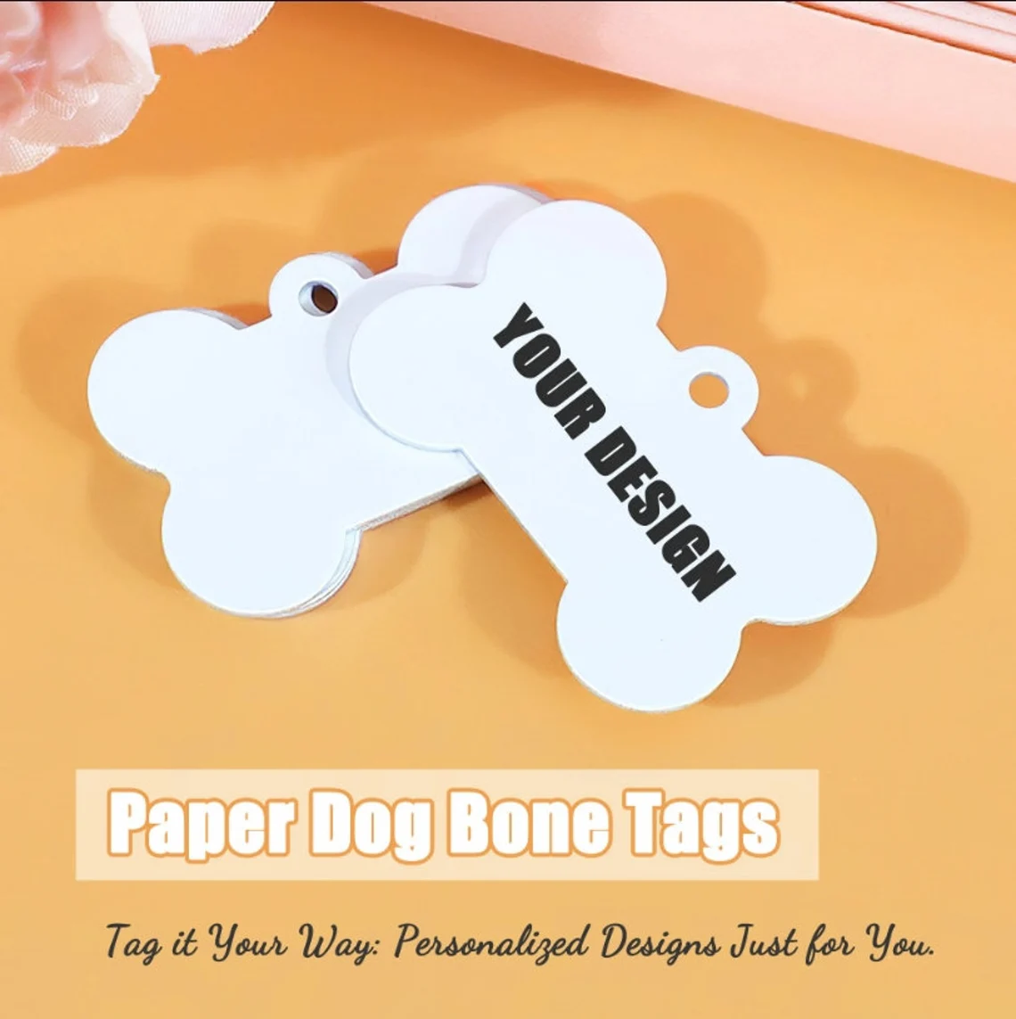50-200pcs Personalized Dog Bone Die Cuts Hang Tags (Thickness 300 GSM) Gift/ Price/ Swing Tags, Bone Tag， Dog Tag Paper Shape Tags with Your Logo/Text