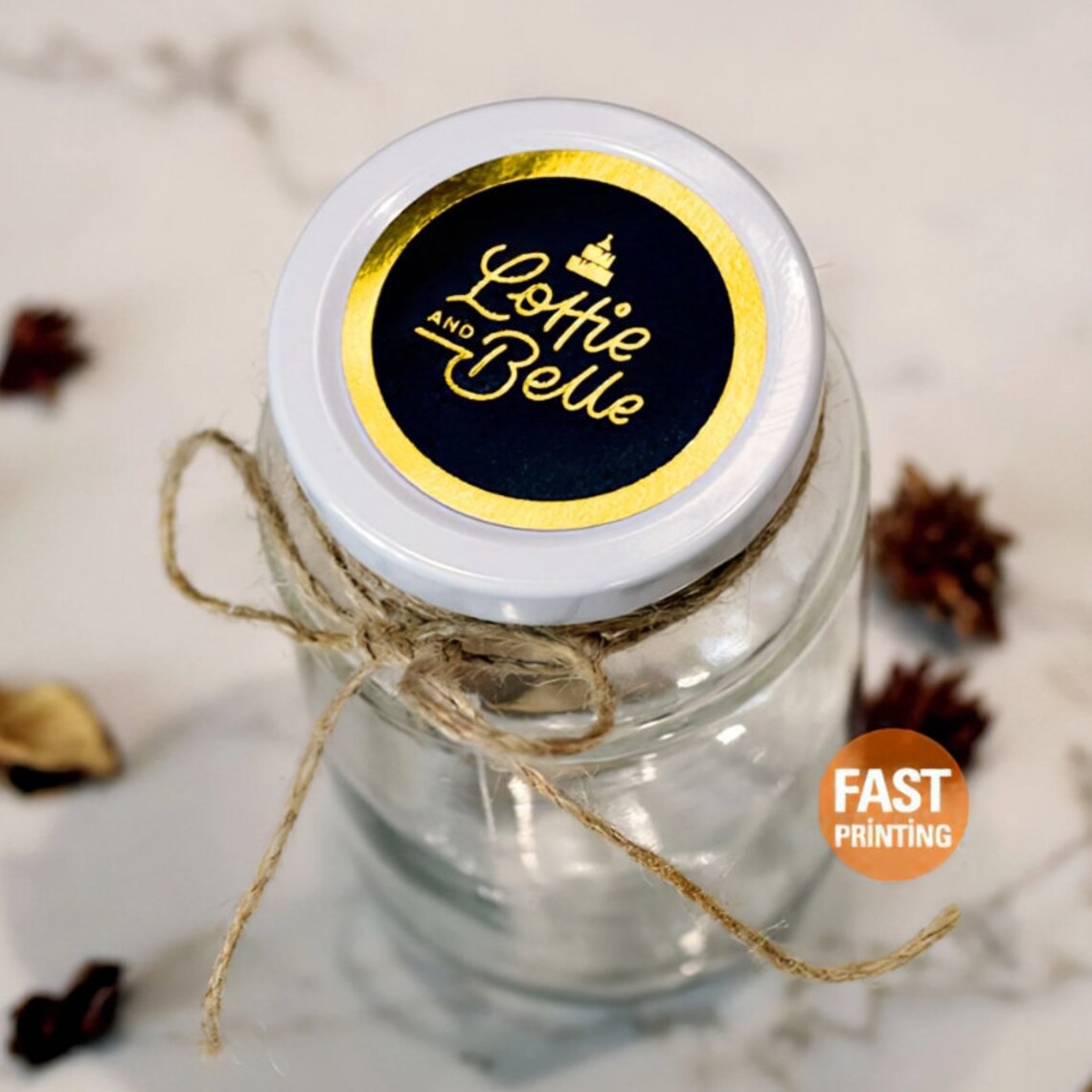 Custom Gold Metallic Stickers, Black Background Gold Foil Vinyl Sticker, Your Logo and Design Label, Product /Bussiness/ Wedding/ Gift Label