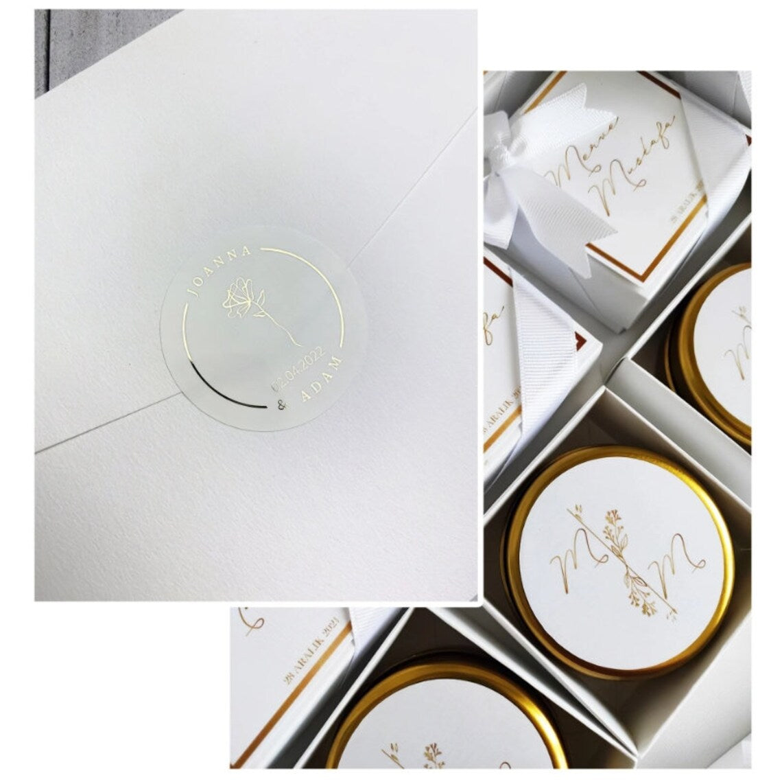 Custom Round White Background Gold Foil Stickers, Shiny Gold Sticker Labels, High Qualtity, Wedding/Party/Birthday/Bussiness Favor Labels