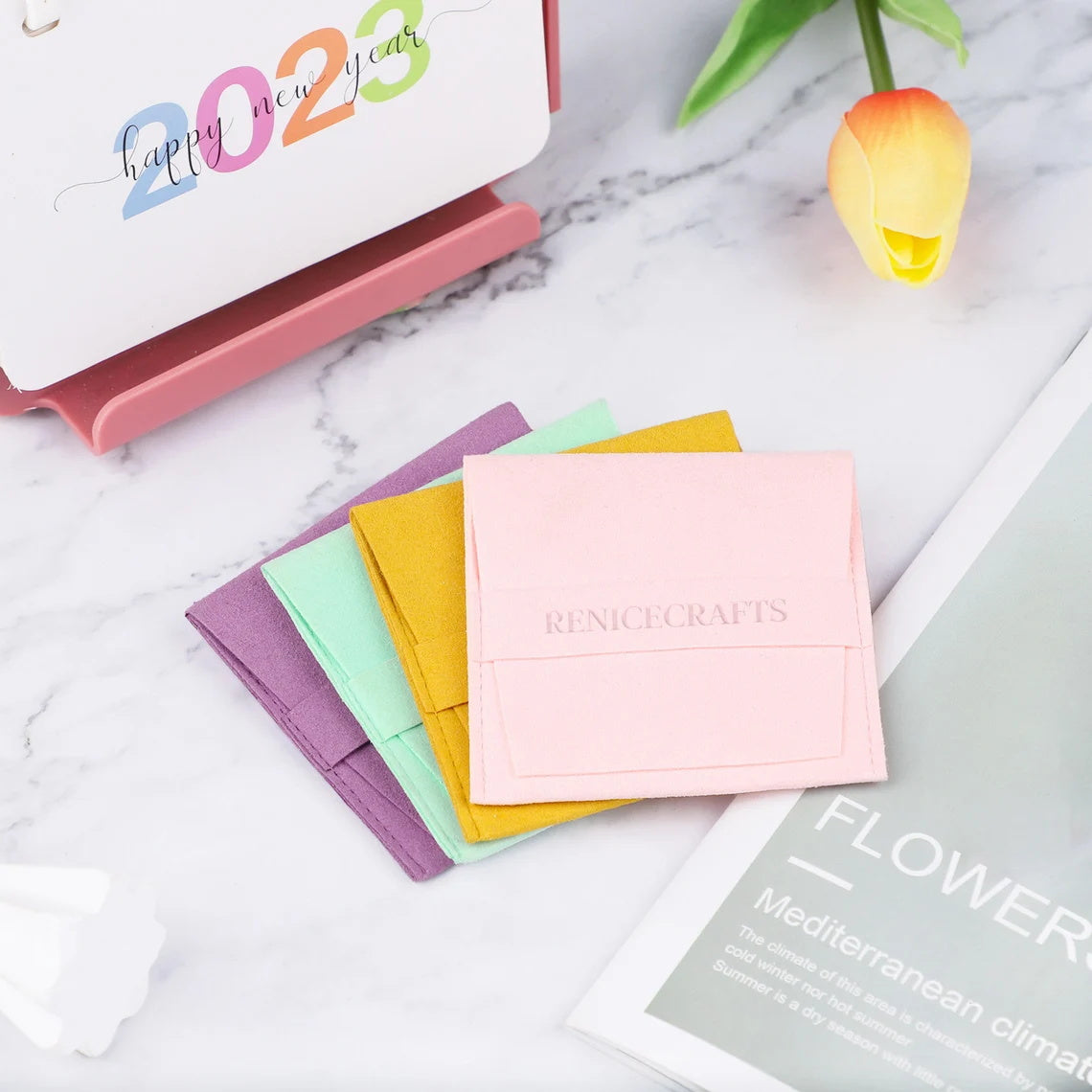 50 PCS Microfiber Jewelry Bag, Personalized Logo Travel Pouch Bags, Multi-color Packaging Bags for Necklace Bracelet Earrings, Gift Holder