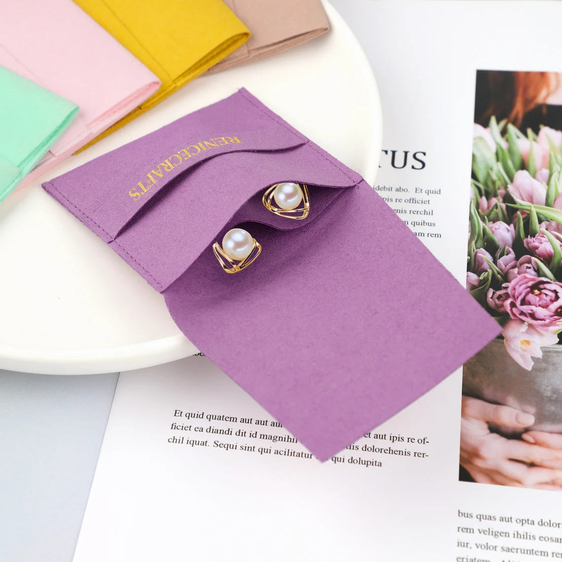 50 PCS Microfiber Jewelry Bag, Personalized Logo Travel Pouch Bags, Multi-color Packaging Bags for Necklace Bracelet Earrings, Gift Holder