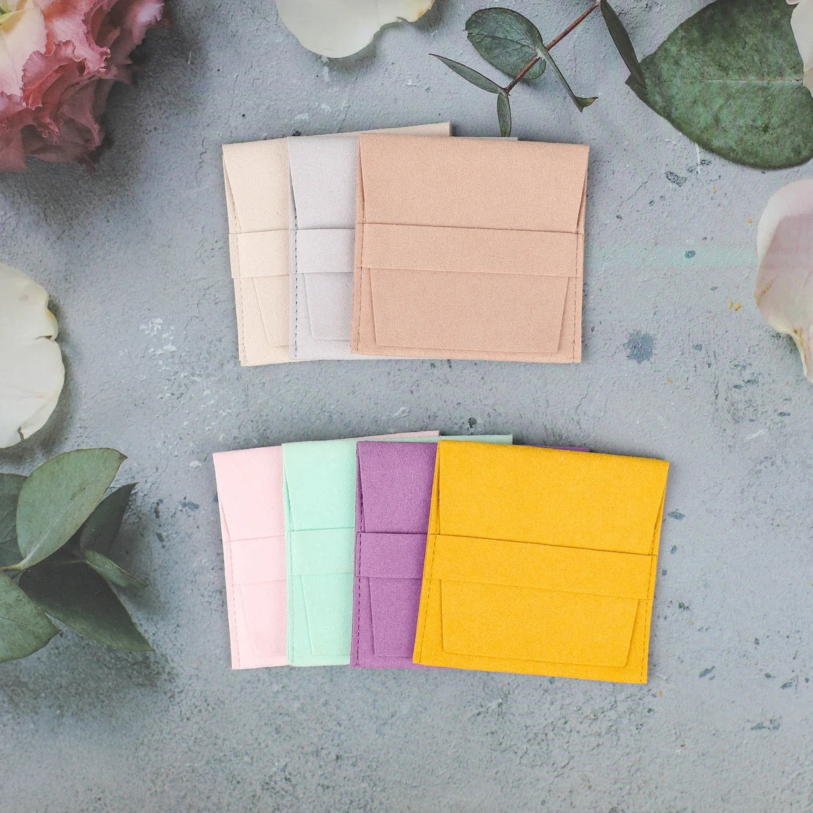 50 PCS Microfiber Jewelry Bag, Personalized Logo Travel Pouch Bags, Multi-color Packaging Bags for Necklace Bracelet Earrings, Gift Holder