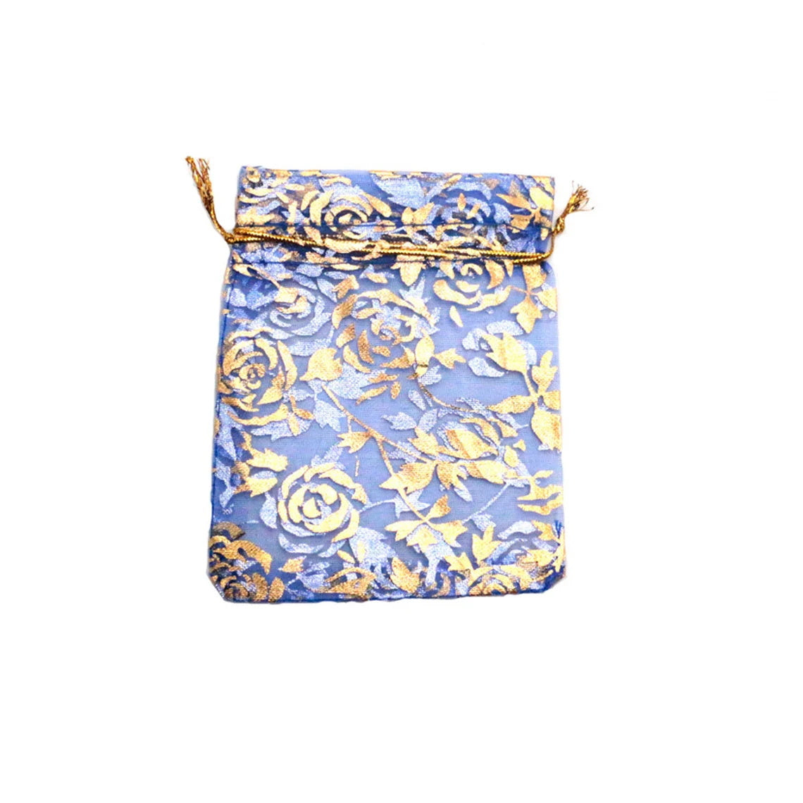 100 pcs Gold Rose Organza Bags, Wedding Favor Bag with Drawstring, Jewelry Pouch Party Gift Bag Candy Bag