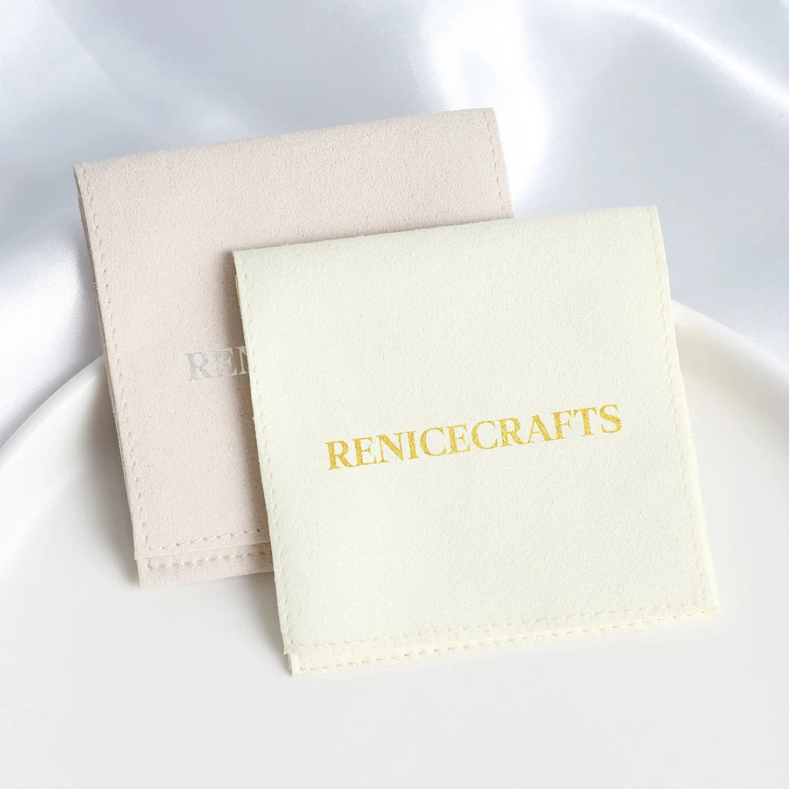 50 PCS Personalized Logo Jewelry Bag, Multi-color Microfiber Necklace Bracelet Packaging Bags, Custom LOGO Debossing Printing Pouch Bag