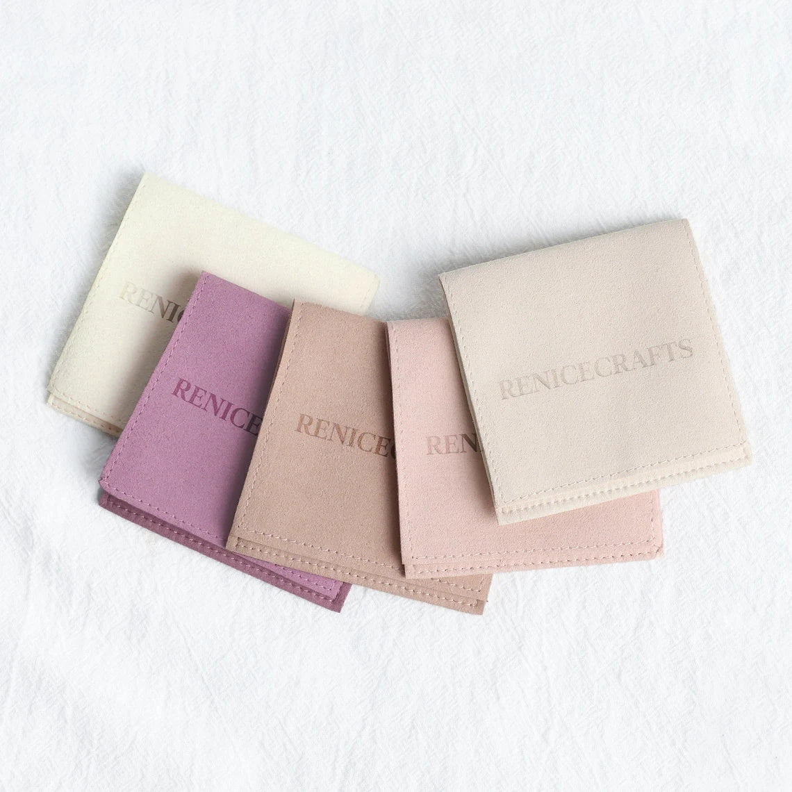 50 PCS Personalized Logo Jewelry Bag, Multi-color Microfiber Necklace Bracelet Packaging Bags, Custom LOGO Debossing Printing Pouch Bag