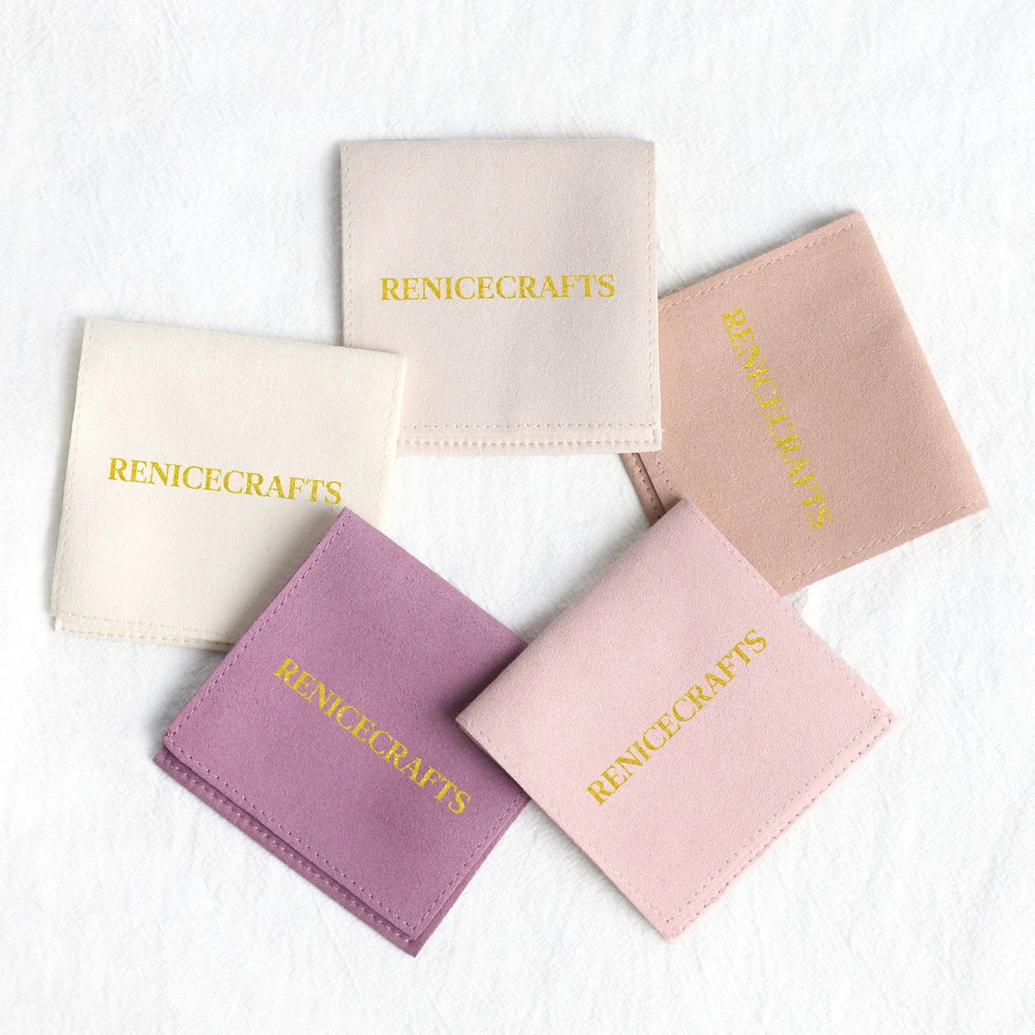 50 PCS Personalized Logo Jewelry Bag, Multi-color Microfiber Necklace Bracelet Packaging Bags, Custom LOGO Debossing Printing Pouch Bag