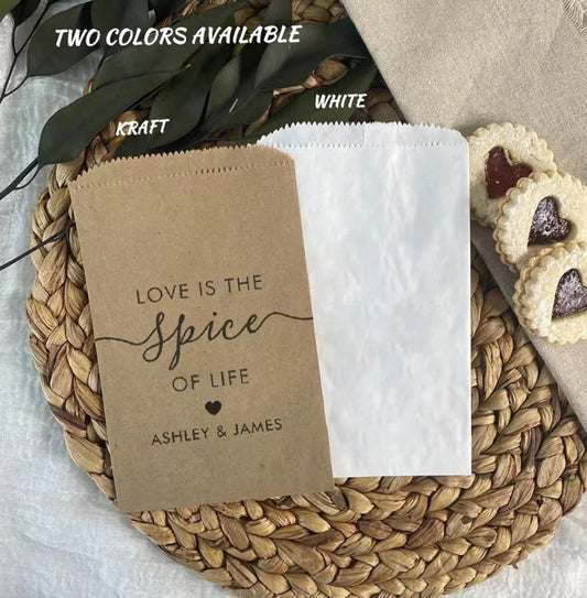 50-200pcs Personalized Kraft/White Cooike Wedding Favor Bags with your design, Custom Favor Bags for Wedding/Birthday/Party/Cookie/Coffee, Donut bags