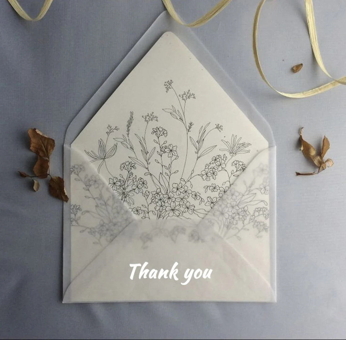 Personalized Transparents Envelopes with your design, Clear printed envelopes for Birthday/Gift Wrapping, Wedding invitation Envelopes