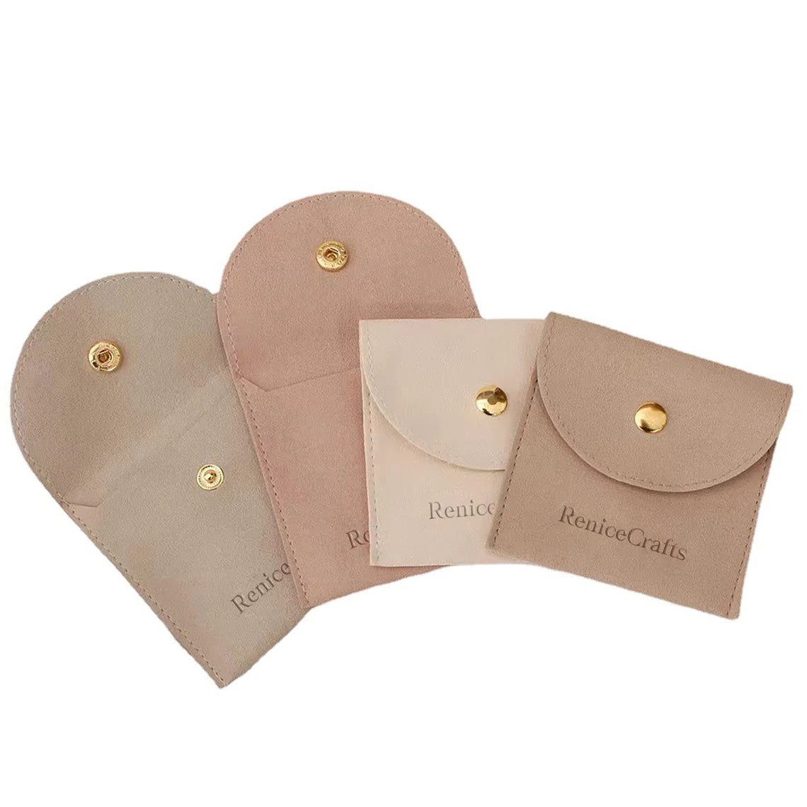 50 PCS Custom Logo Jewelry Bag with Silver Button, Personalized Microfiber Travel Pouch, Multi-color Jewellery Packaging Bags for Necklace