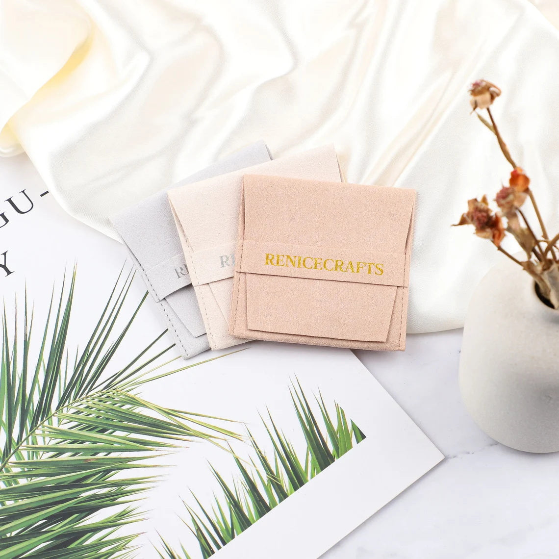 50 PCS Microfiber Jewelry Bag, Personalized Logo Travel Pouch Bags, Multi-color Packaging Bags for Necklace Bracelet Earrings, Gift Holder