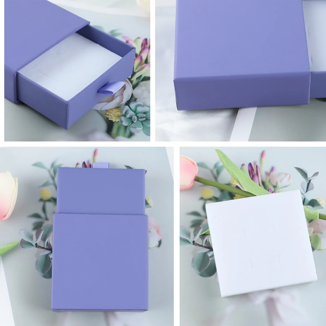 100 pcs Custom Logo/Text Paper Jewelry Boxes, Personalized Portable Necklace Packing Boxes, Multi-Color Bracelet Ring Box with Sponge Insert