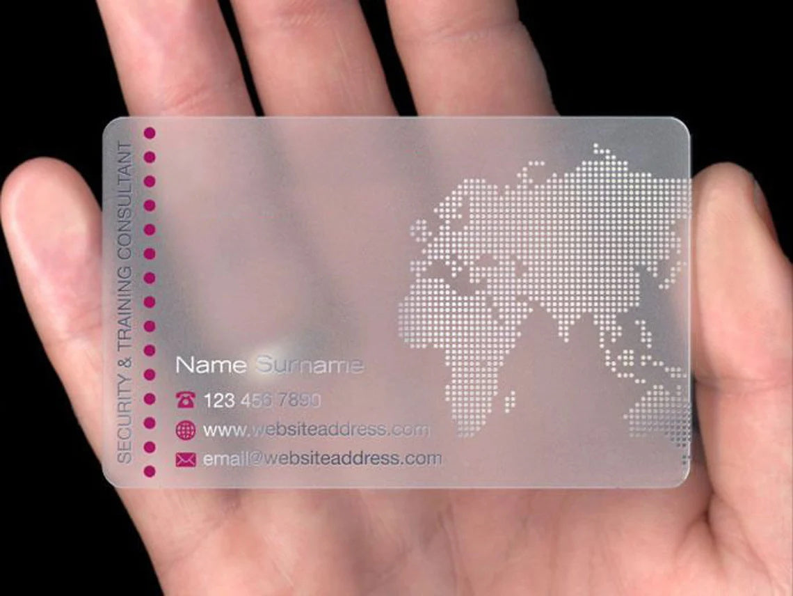 50-200pcs Personalized Transparent Business Card, Clear Acrylic Plastic Business Cards With your Design, QR Code Business Card with Rounded Corners