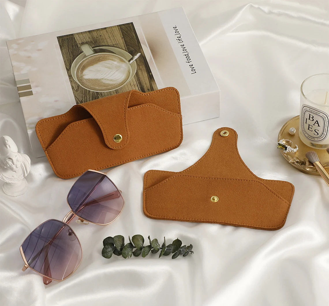 5pcs Personalized Logo Sunglasses Case With Gold Button, Custom Microfiber Eyeglass case, Multi-color glasses case, Anniversary/Party Gift
