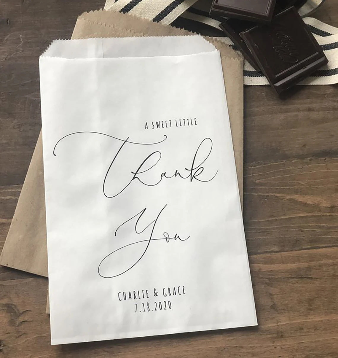 50-200pcs Custom White Wedding Favor Bags, Wedding/Party/Engagement/Anniversary Lined Paper Bags, Handmade with Love,Donut Bags/Cookie Bags/Candy Bags