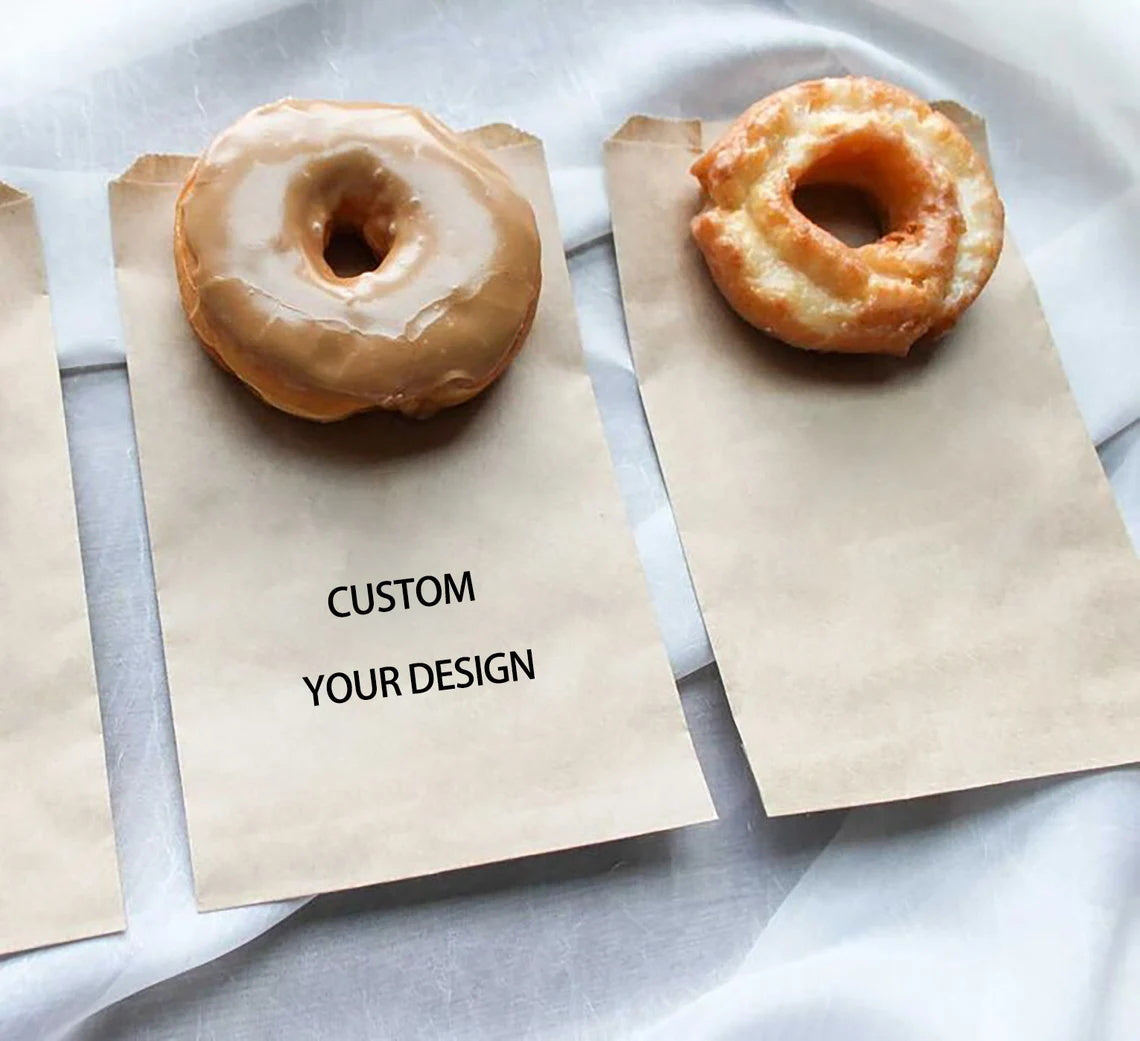 50-200PCS Personalized Kraft Wedding Favor Bags, Wedding/Party/Engagement/Anniversary Lined Paper Bags, Handmade with Love,Donut Bags/Cookie Bags