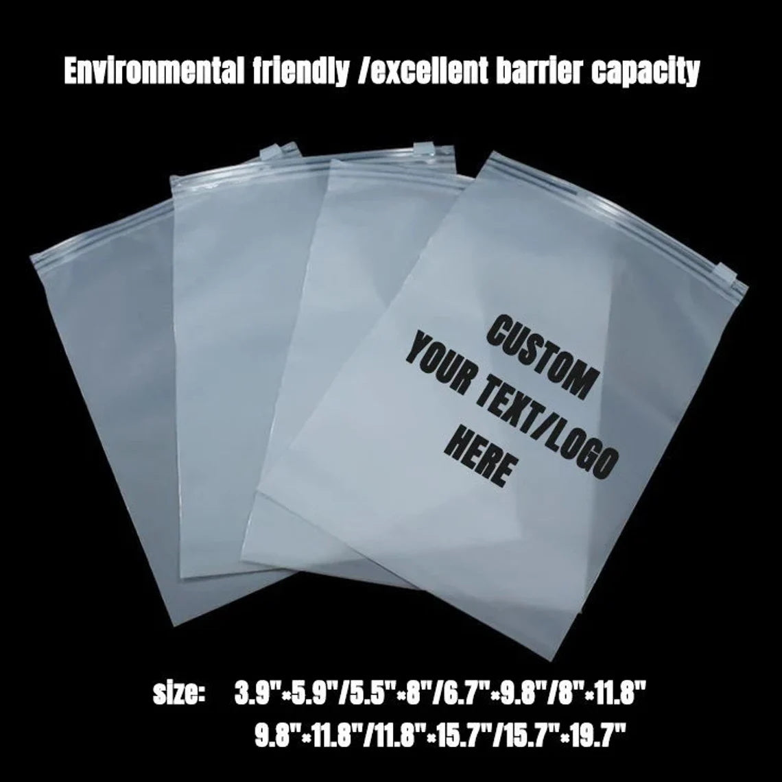 50-500pcs Personalized Matte Frosted Zipper Bags with your logo/text, Custom Plastic Zipper Bags for Clothing/Underwear, High Quality Zipper Bags