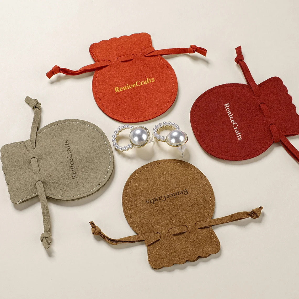 50 PCS Personalized Logo Drawstring Bags, Multi-color Cute Lucky Pouch, Custom Microfiber Jewelry Packaging Bag for Ring Wedding Favor Gift