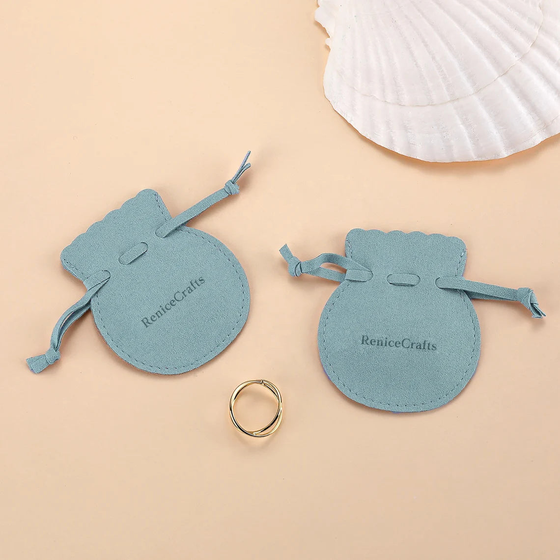 50 PCS Personalized Logo Drawstring Bags, Multi-color Cute Lucky Pouch, Custom Microfiber Jewelry Packaging Bag for Ring Wedding Favor Gift