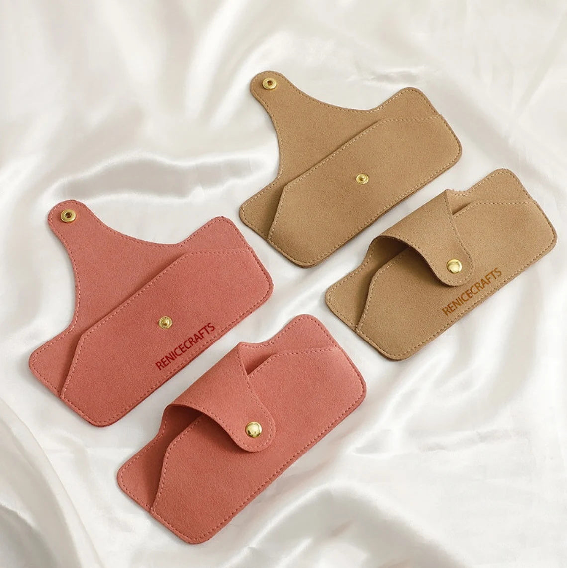 5pcs Personalized Logo Sunglasses Case With Gold Button, Custom Microfiber Eyeglass case, Multi-color glasses case, Anniversary/Party Gift