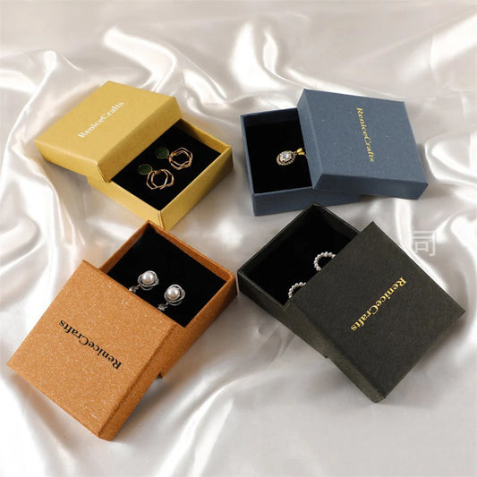 Personalized 100pcs 9×9×3cm Jewelry Packaging Box, Multi-Color Boxes With Sponge Pad, Custom Paper Box for Bracelet/Earrings, Gift Package