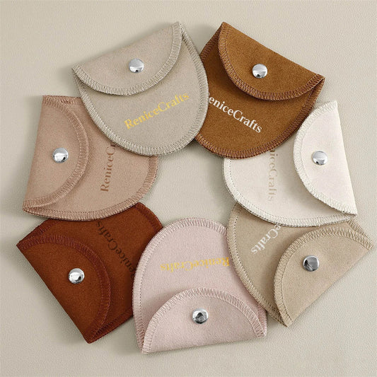 50 PCS Personalized Logo Jewelry Pouch Bag with Silver Button, Microfiber Jewellery Travel Packaging Bags, Multi-color Beautiful Gift Holder