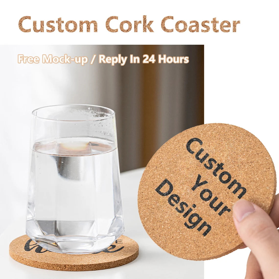 10-100pcs Personalized Cork Coaster, Favor Gift for Wedding/Bridal Shower/Party/Business,Rustic Wedding Decor,Custom Monogram Coaster with your design