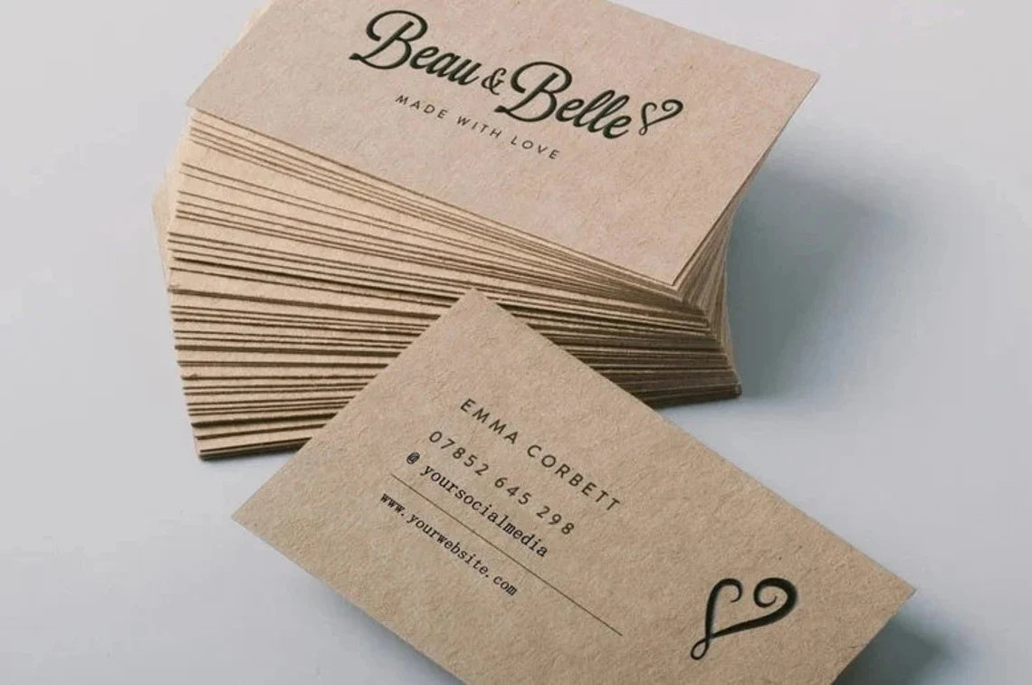 100-300pcs Personalized Recycled Kraft Paper Business Cards, Printable Kraft Business Cards with your text/logo, Favor Cards for Small Business